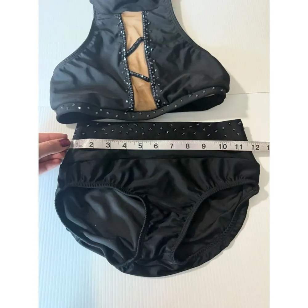 AA dance design costume black 2 piece illusion custom moonlight SA adult